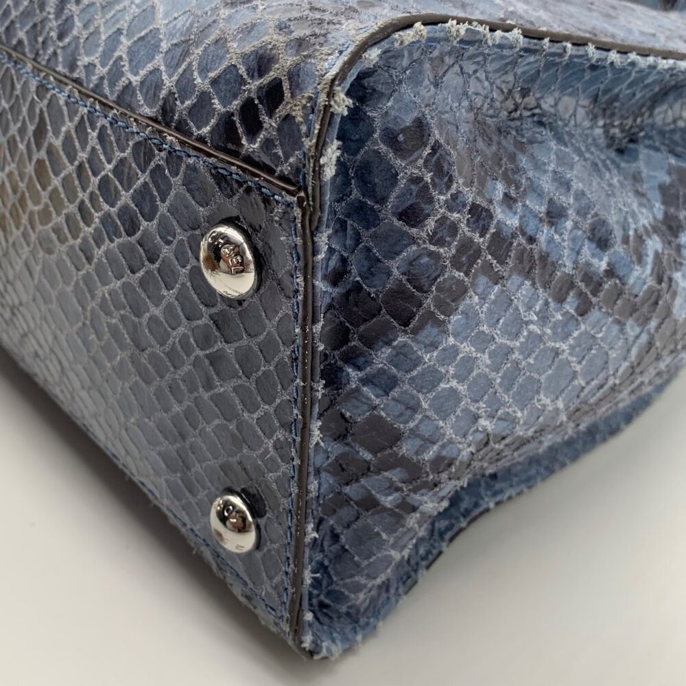 Michael Kors Blue Suede Python Embossed Hamilton … - image 6